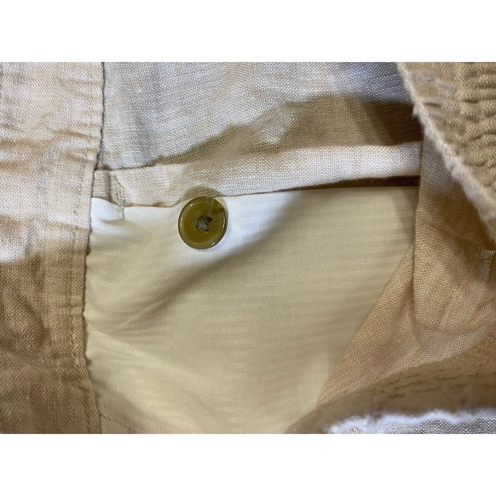 Lands' End Womens 18W Button Front Linen Midi Skirt Beige Cream Pockets Plus - Picture 10 of 10